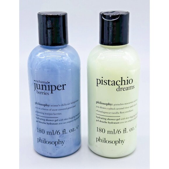 Philosophy Holiday Shower Gel Duo Pistachio Dreams Juniper Berries 6 oz Each - Picture 2 of 6